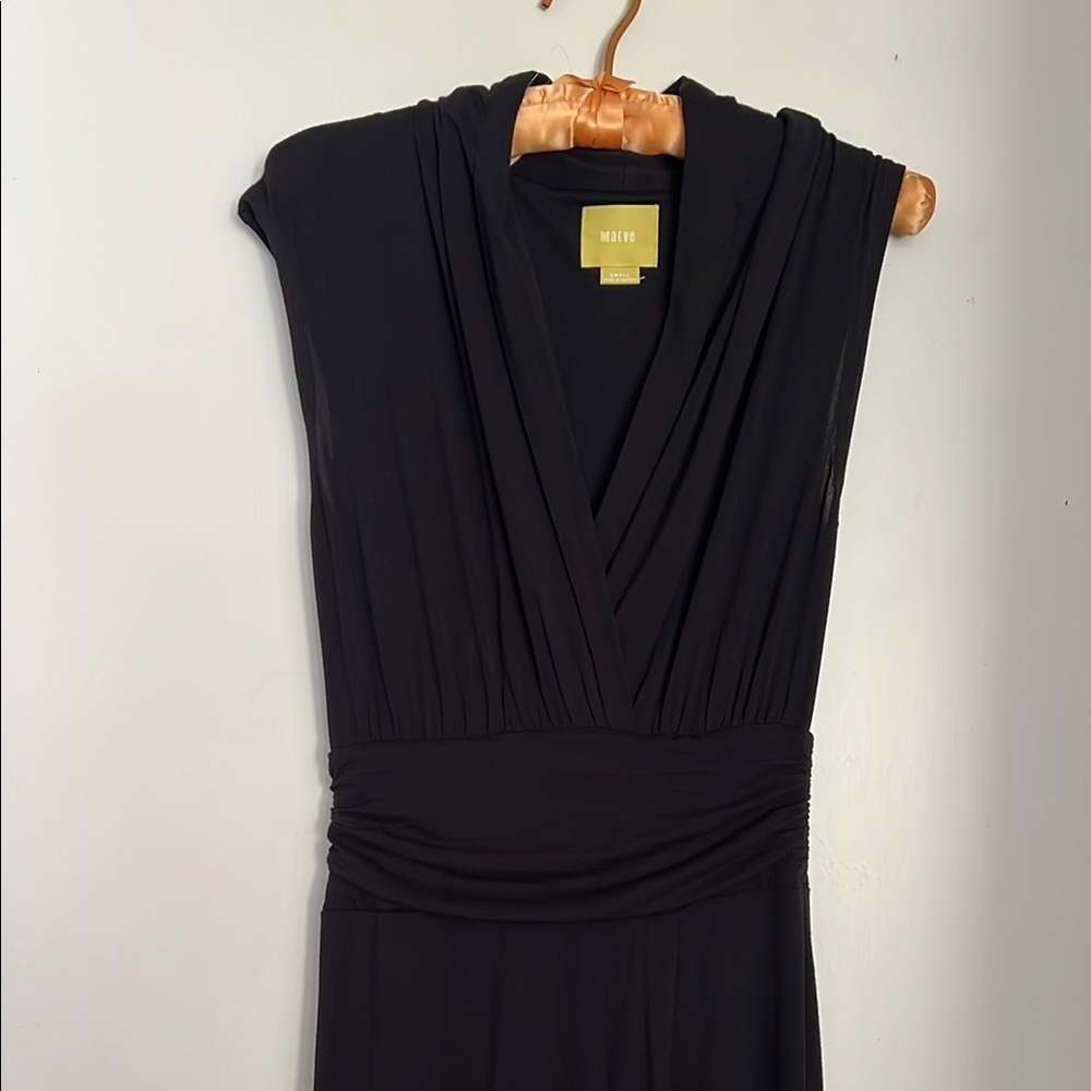 Maeve. Anthropologie. Black Sleeveless Ling Dress, asymmetrical cut. Gorgeous.